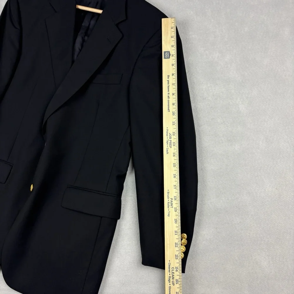 Brooks Brothers Loro Piana Blazer Mens 40R Black Gold Button Brooksease Wool USA